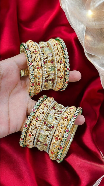 Rajwadi Elephant Bridal Bangles Set