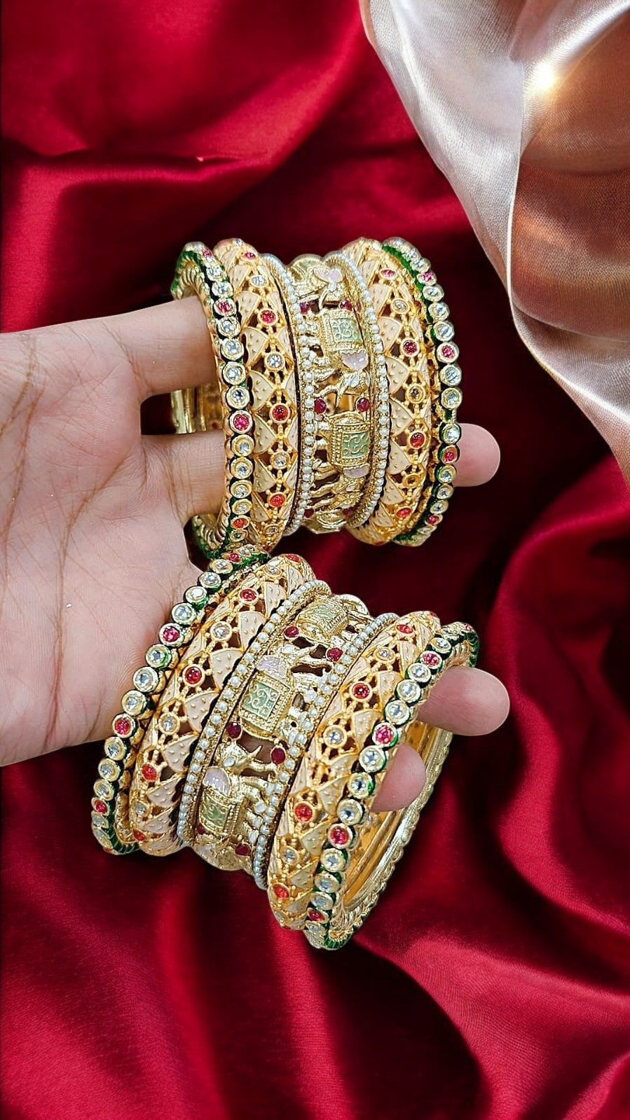 Rajwadi Elephant Bridal Bangles Set