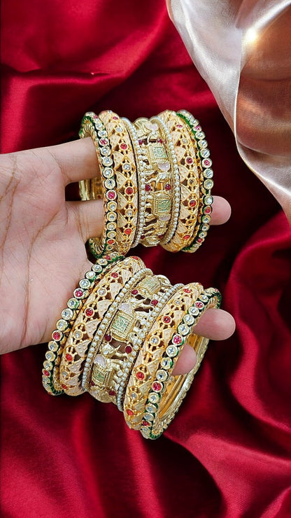 Rajwadi Elephant Bridal Bangles Set