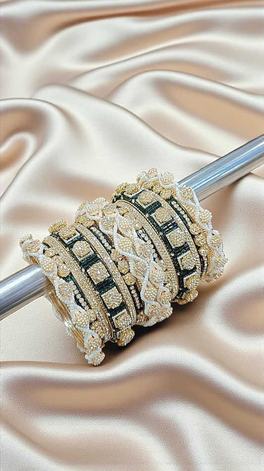 Stone Shadow Green Bangle Set