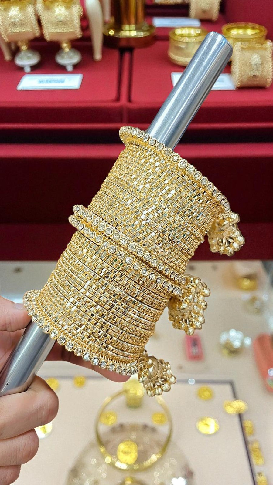 Golden Jhumri Bangles Set