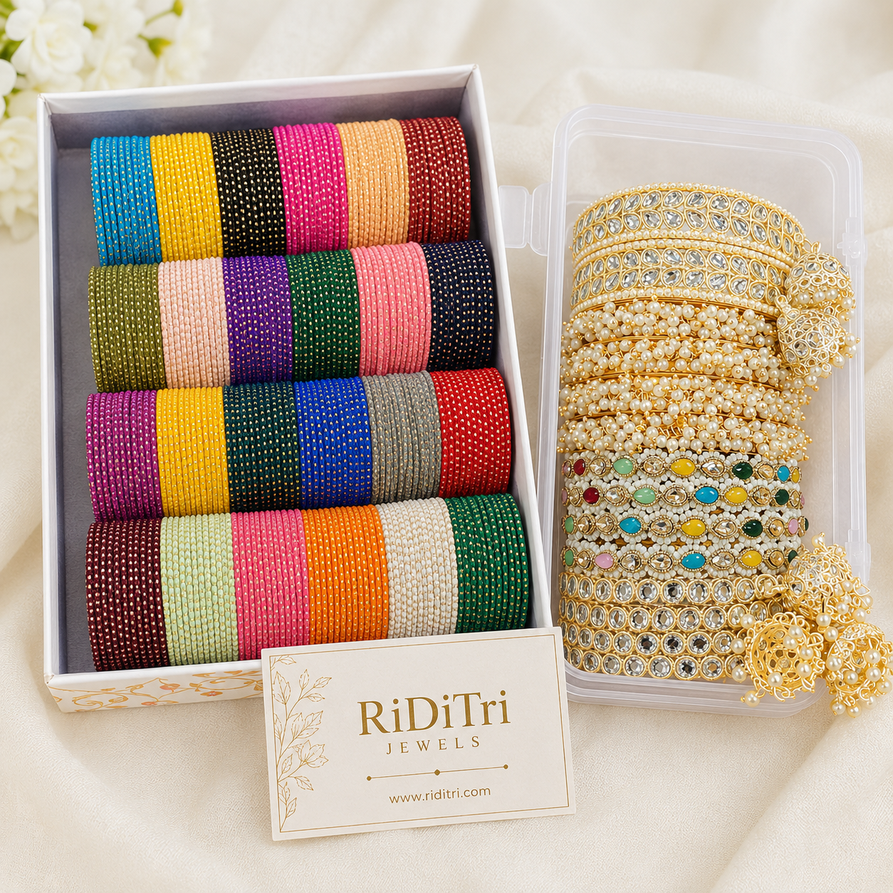 Royal Velvet Dot Metal Bangles Combo Box