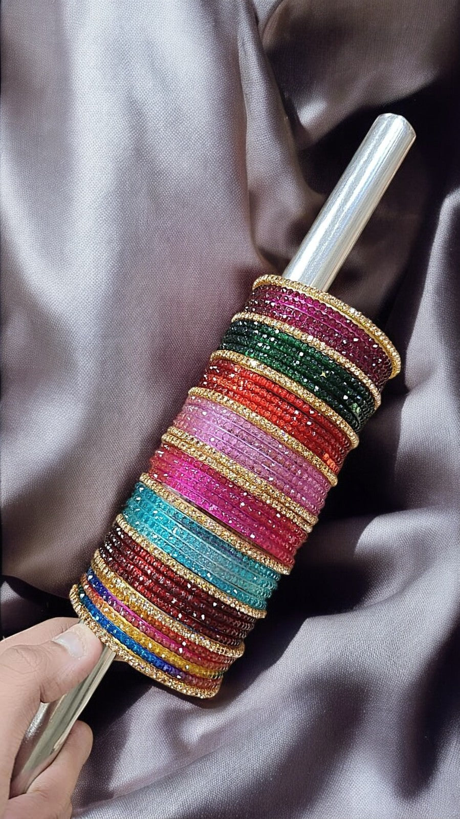 Multicolor Raindrop Glass Bangles Set