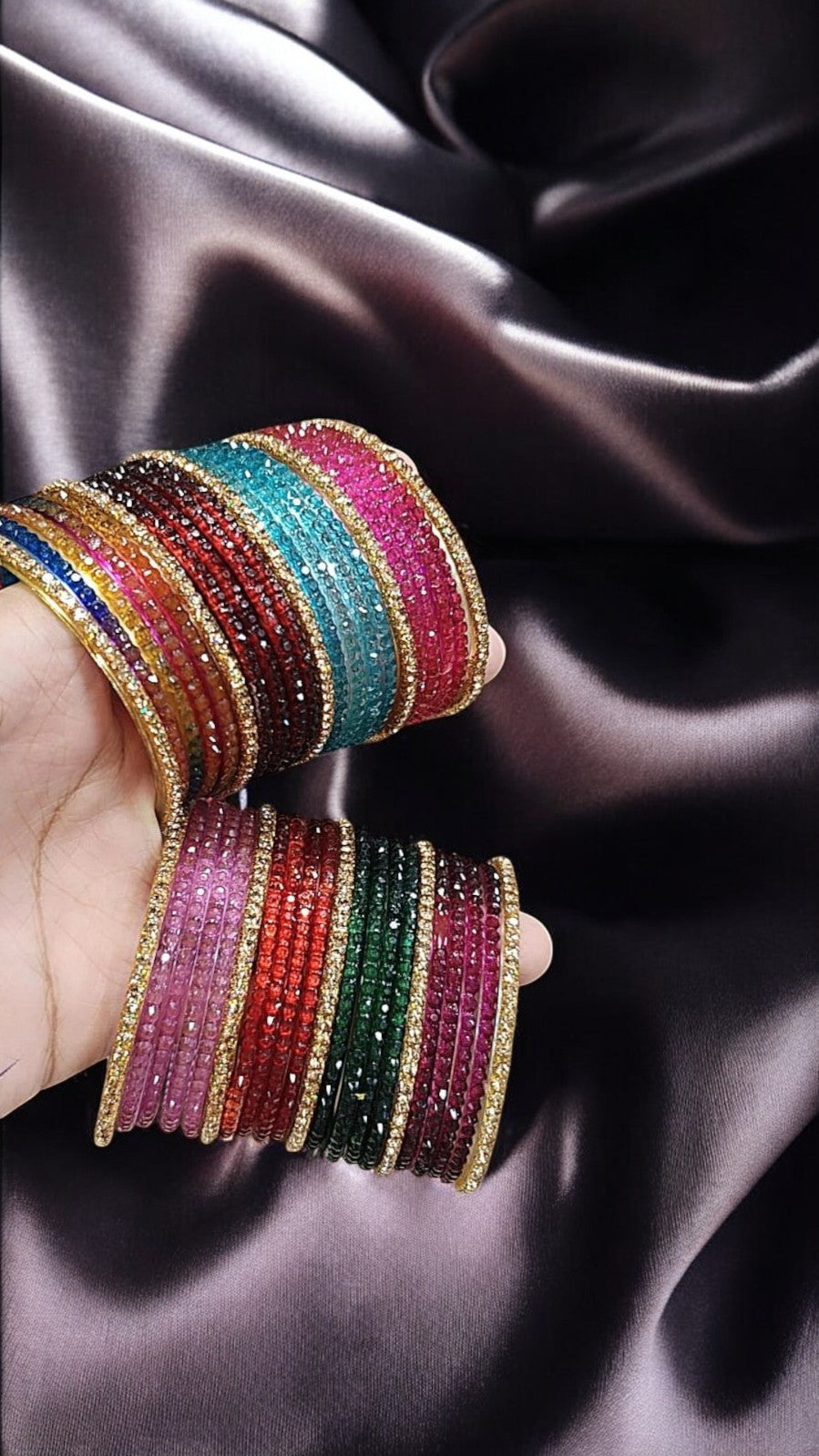 Multicolor Raindrop Glass Bangles Set