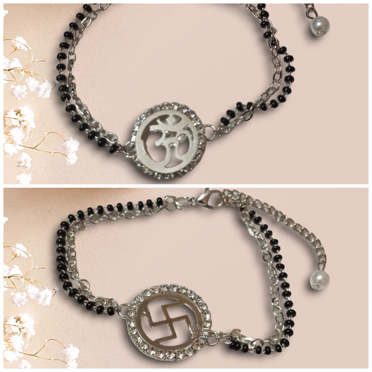 Swastik and Om Adjustable Bracelet