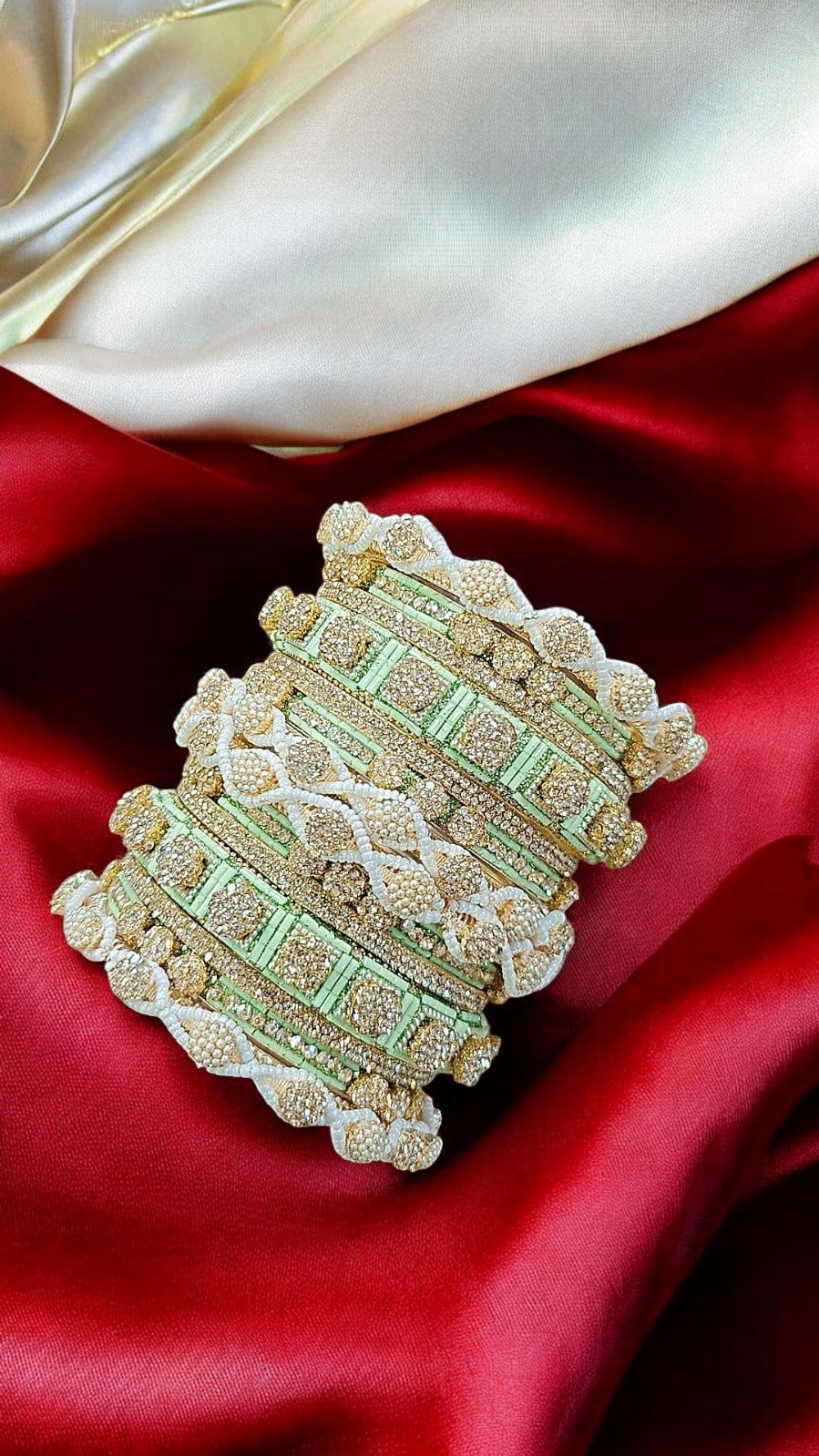 Stone Shadow Pista Bangle Set