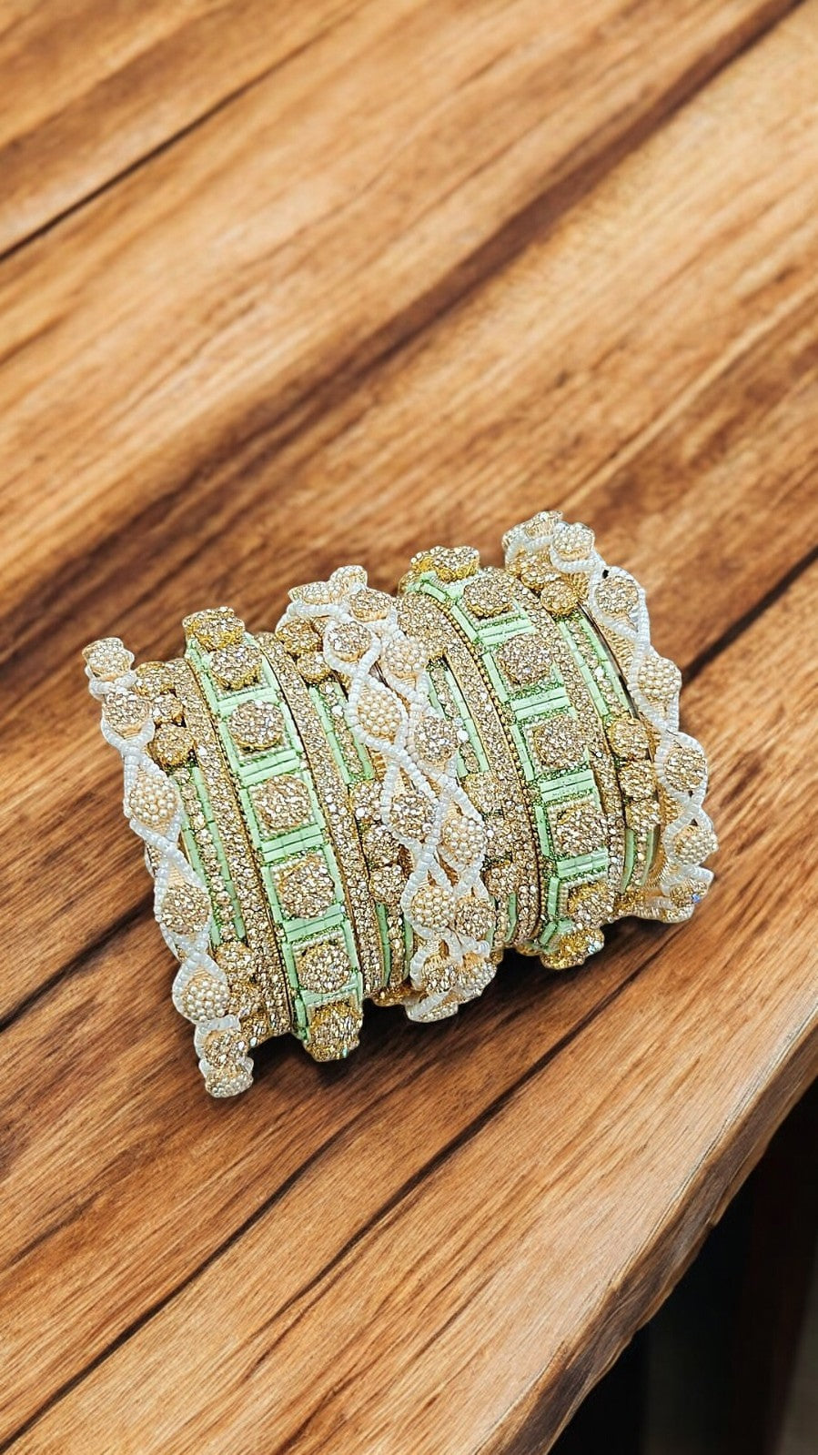 Stone Shadow Pista Bangle Set