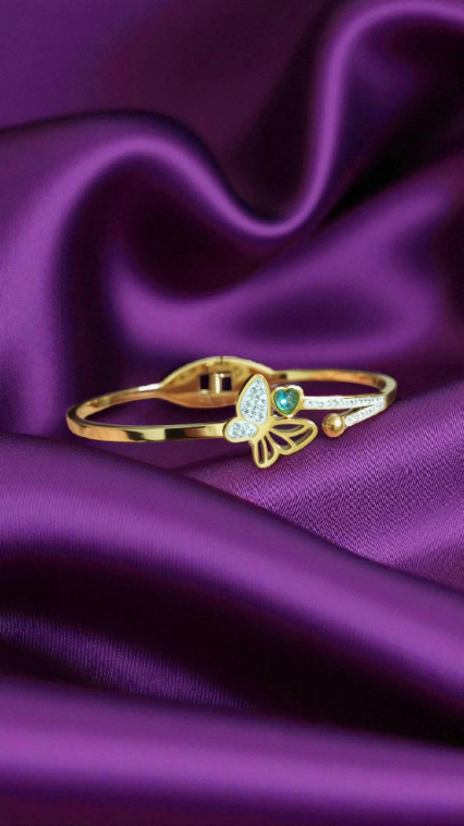 Anti Tarnish Butterfly Heart Bracelet