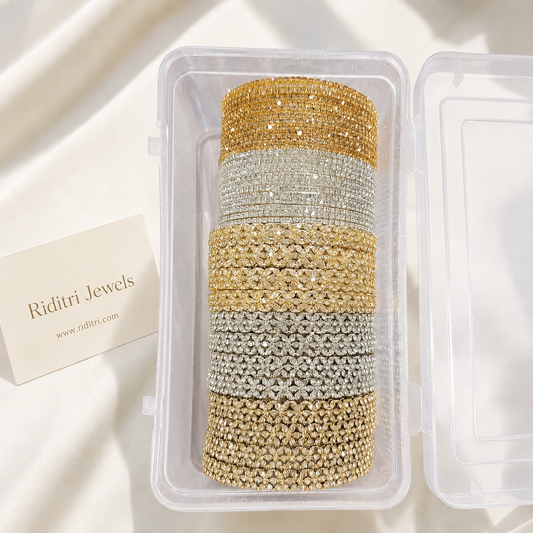 Luxury Metal Stone Bangles Set