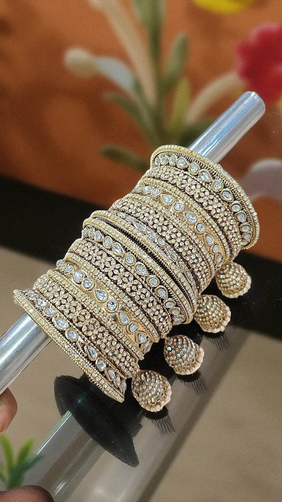 Sundari Kundan Stone Gold Bangles Set