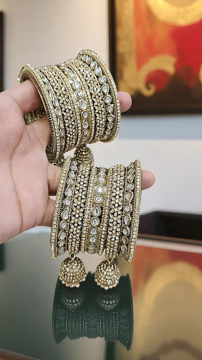 Sundari Kundan Stone Gold Bangles Set