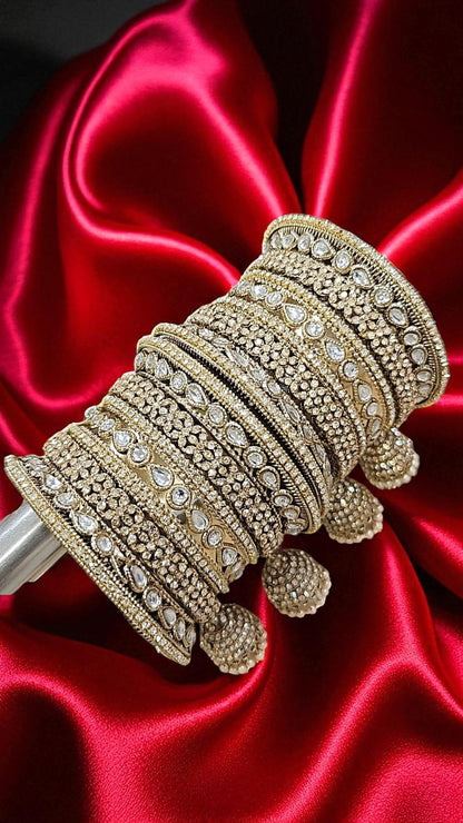 Sundari Kundan Stone Gold Bangles Set