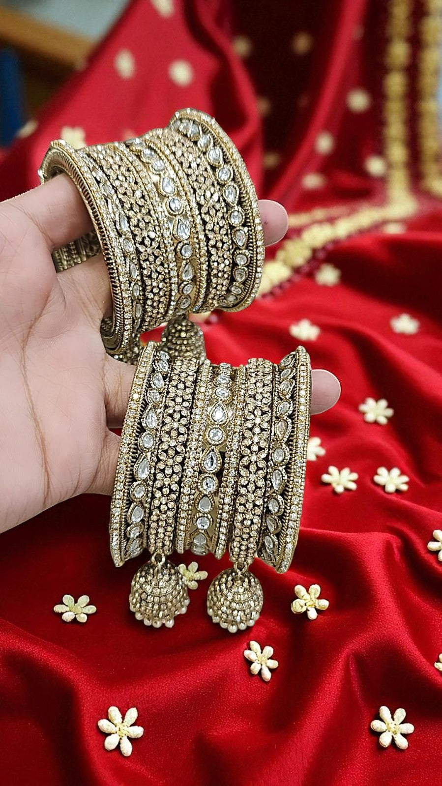 Sundari Kundan Stone Gold Bangles Set
