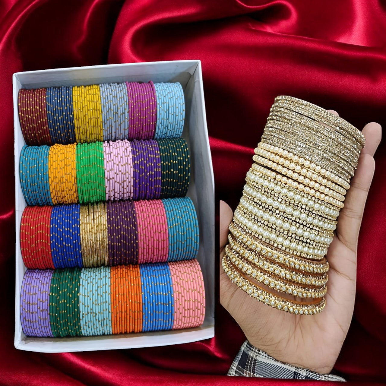 Super Queen Matte Dotted Bangles Combo Box